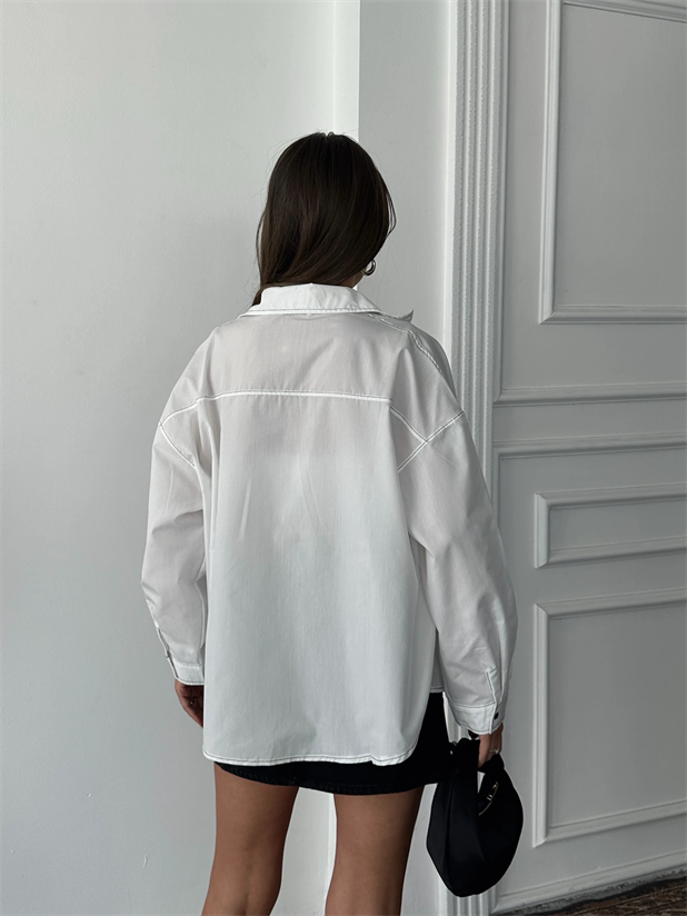 Süs Dikiş Detay Gömlek - Beyaz