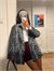Leopar Desenli Saten Blazer Ceket - Lacivert