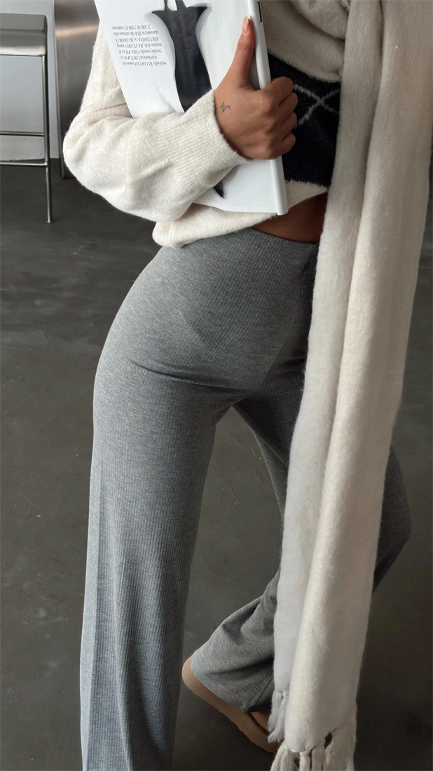 Kaşkorse Bel Detay Eşofman Gri - Gri