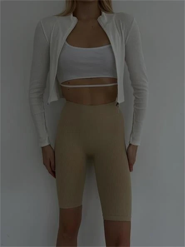 Fitilli Biker Tayt Vizon - Vizon