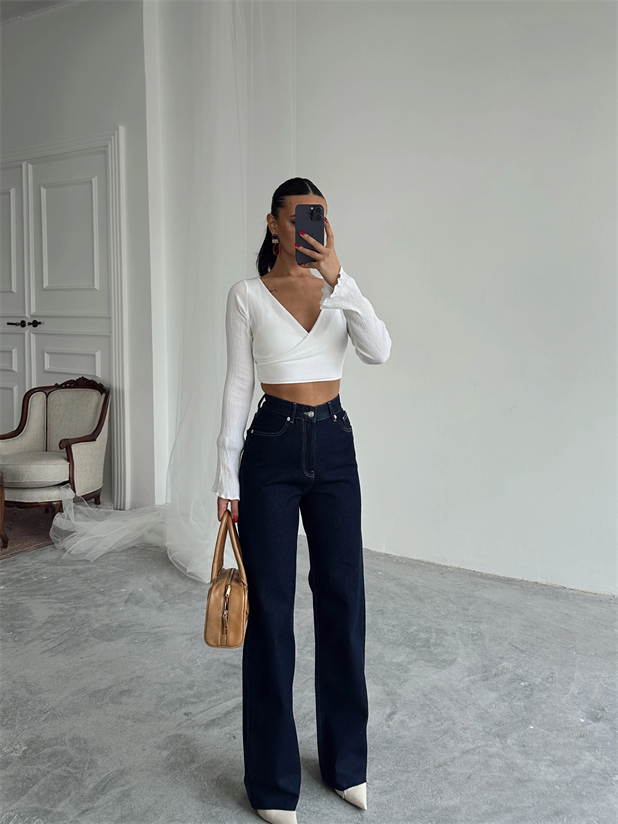 Massimo Paça Kesik Palazzo Jean - Lacivert