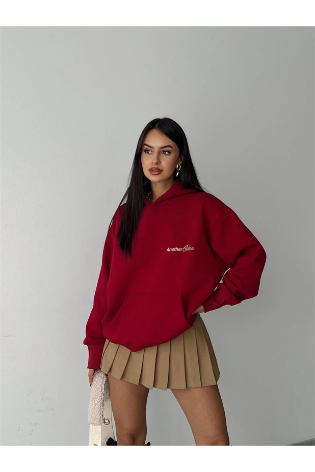 Another Kapüşonlu Sweatshirt Bordo - Bordo