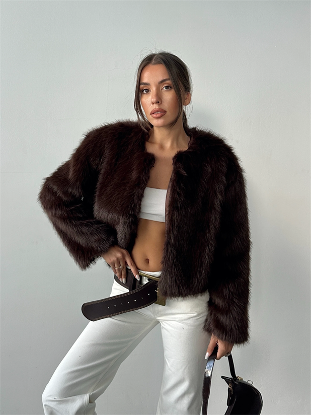 Premium Crop Kürk - Kahve