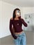 Geniş Yaka Boyun Detaylı Bluz - Bordo