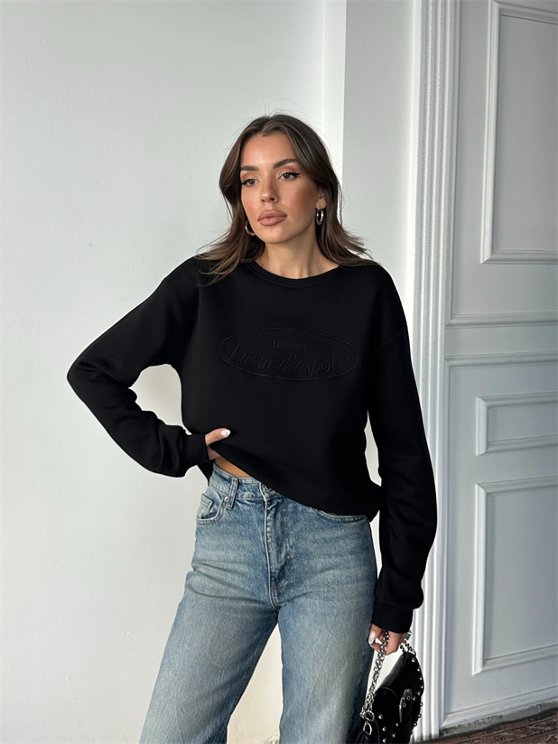 Hopeful Nakış Sweat - Siyah