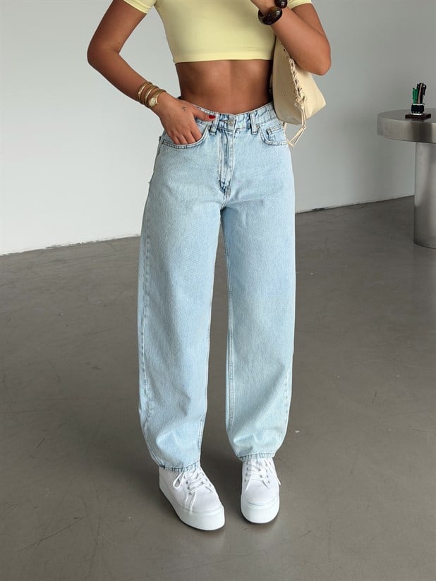 Barrel Fit Jean - Açık Mavi