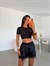 Çift Kat Crop Basic - Siyah