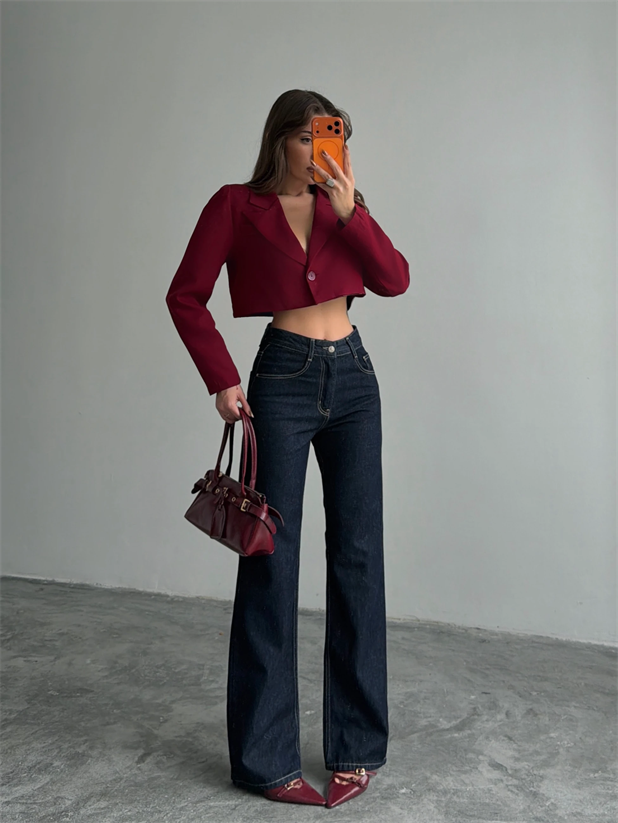 Vintage Wide Leg Jean Pantolon - Lacivert