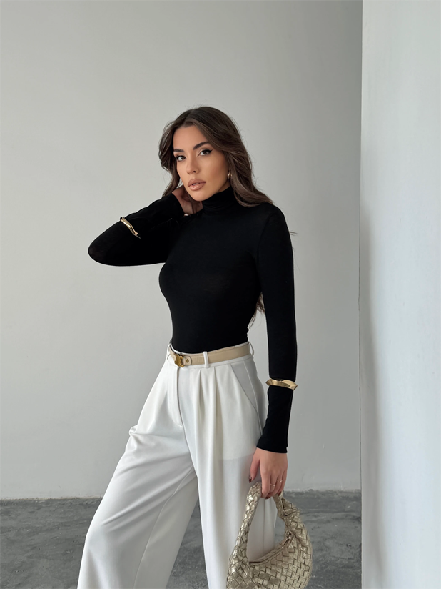 Balıkçı Transparan Bluz - Siyah