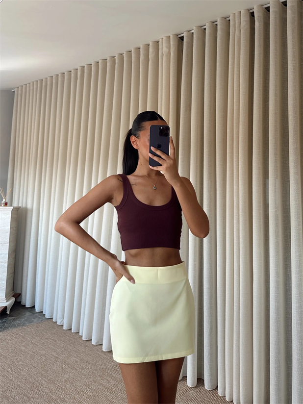 Klasik Mini Etek - Sarı