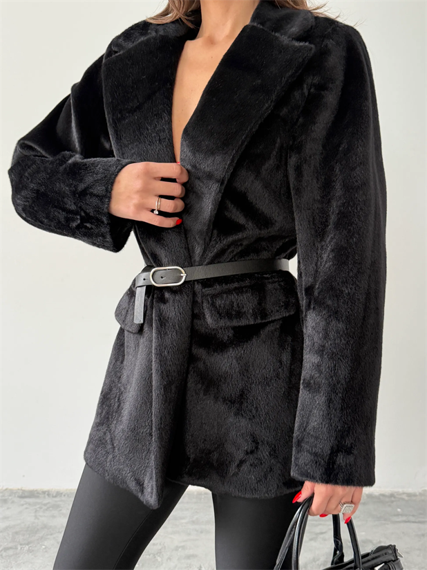 Vatkalı Fox Blazer Ceket - Siyah