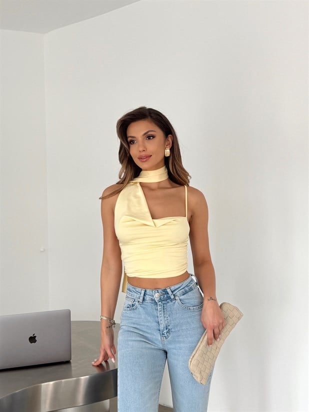 Fularlı Sandy Bluz - Sarı