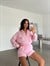 Oversize Şortlu Keten Takım - Pembe