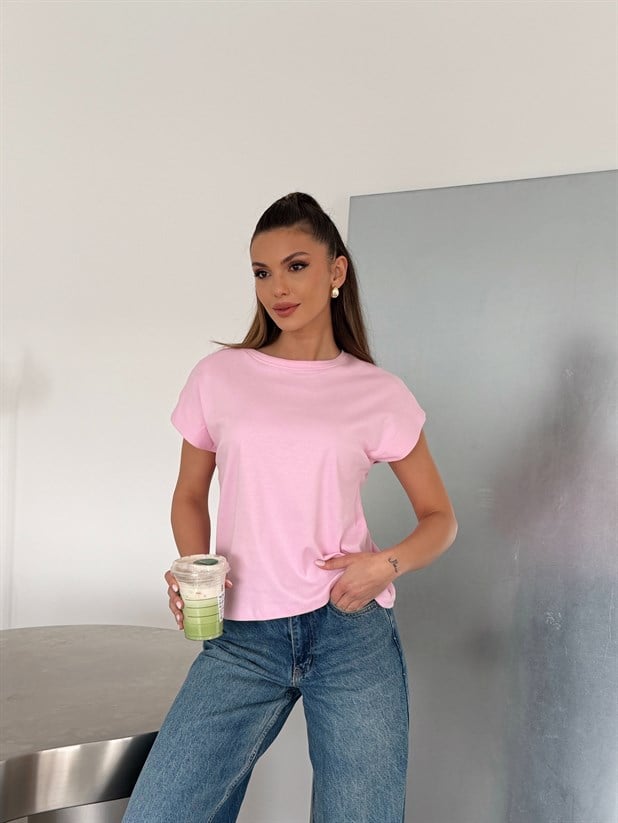 Düz Kolsuz Basic - Pembe