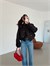 Vatka Detay Oversize Crop Trençkot - Siyah