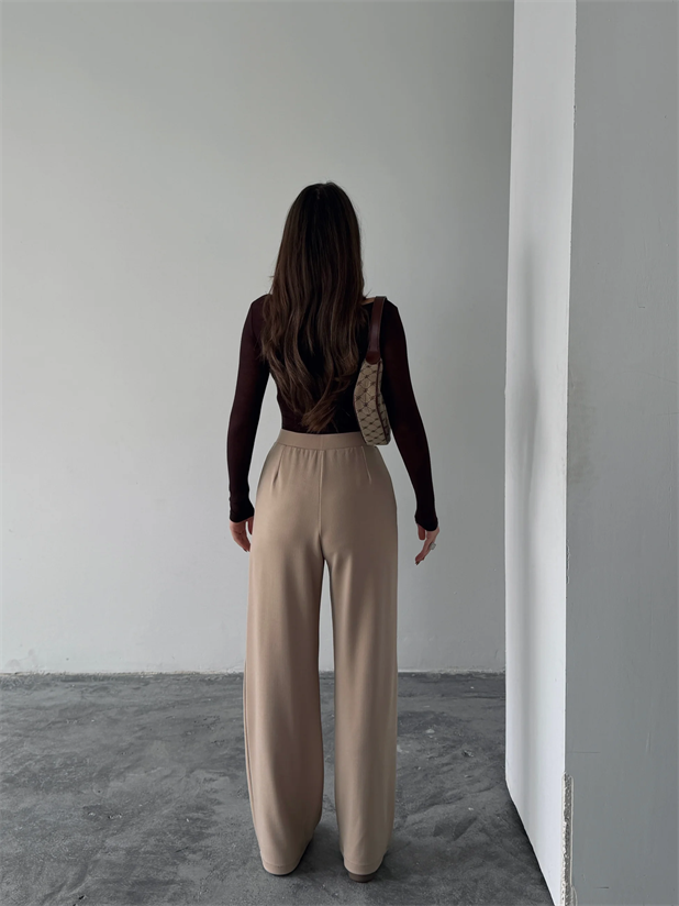 Pileli Jakar Palazzo Pantolon  - Bej