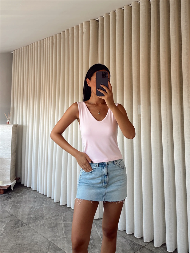 V Yaka Tulumlu Atlet - Pembe