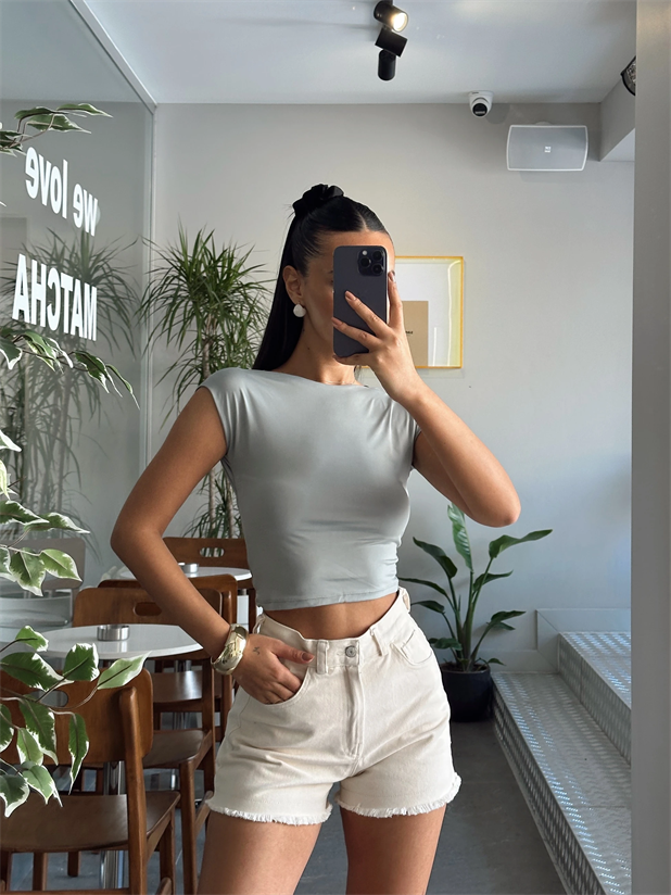 Sırt Açık Crop - Mint