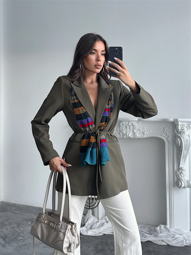 Bağlama Detay Ceket - Haki