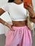 Çift Kat Crop Basic -Beyaz