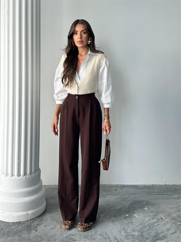 My Palazzo Kumaş Pantolon - Acı kahve