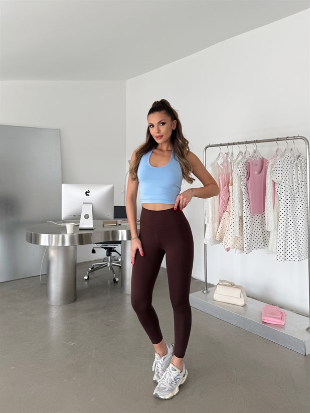 Yüksek Bel Toparlayıcı Tayt - Kahve