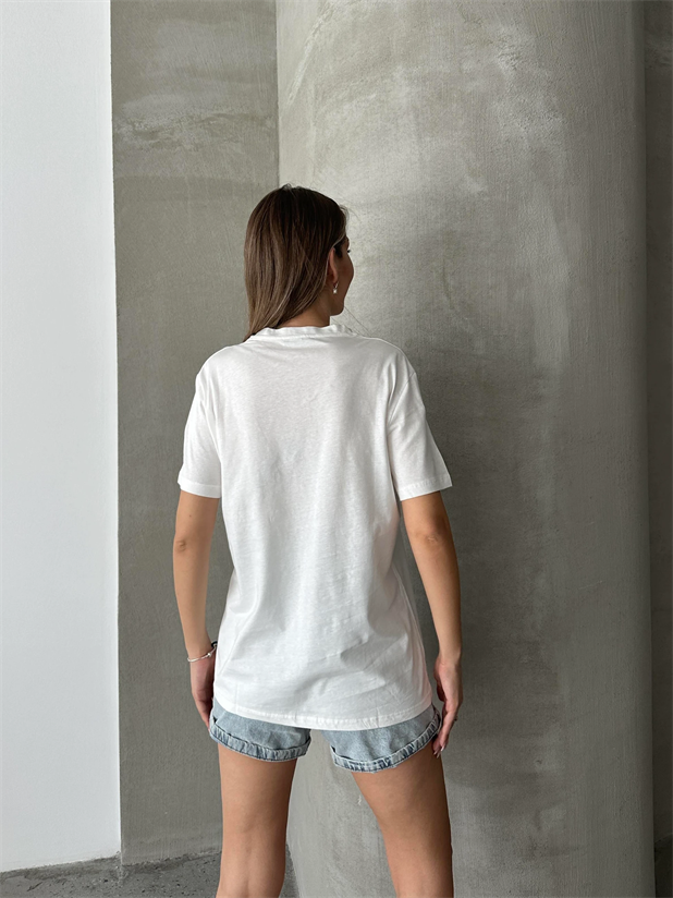 Bitch Baskı Basic T-Shirt Beyaz - Beyaz