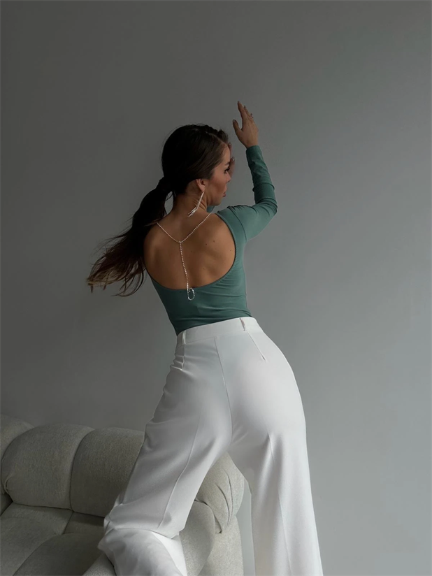 Mia Diamond Detay Bodysuit Mint - Mint