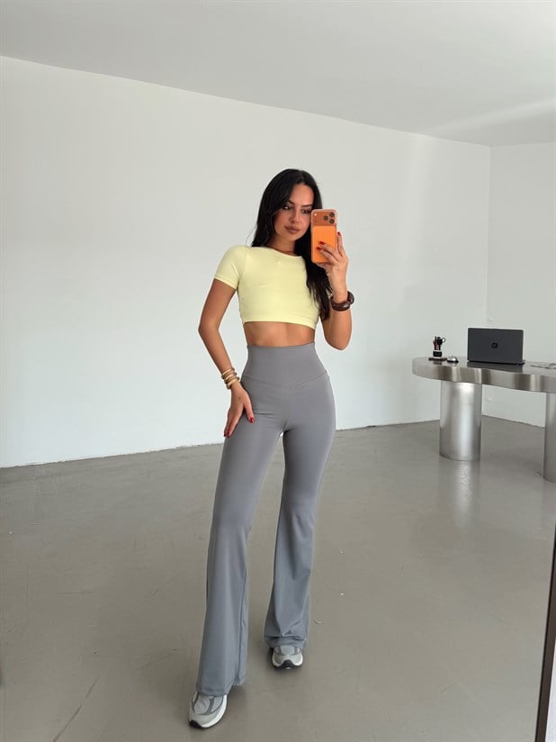 Yüksek Bel İspanyol Paça Tayt - Antrasit