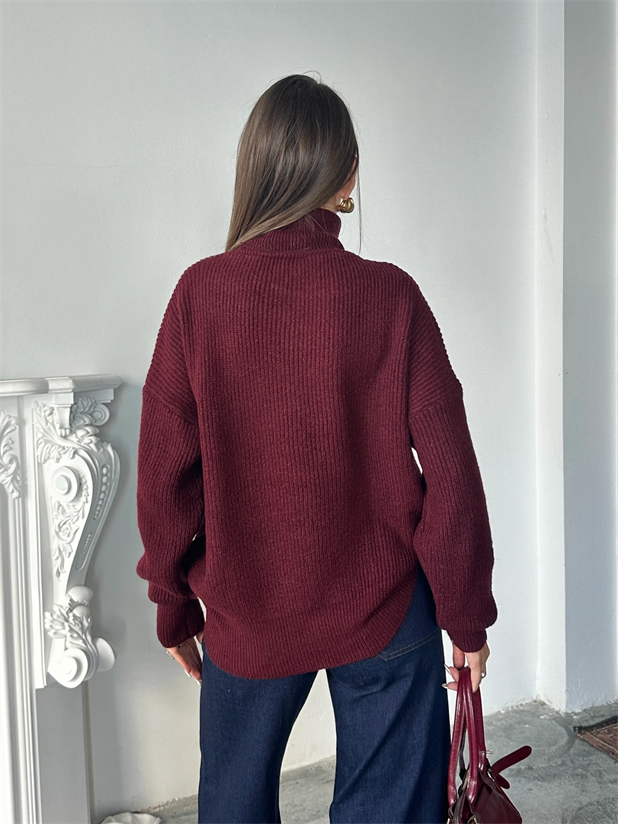 Selanik Balıkçı Triko - Bordo