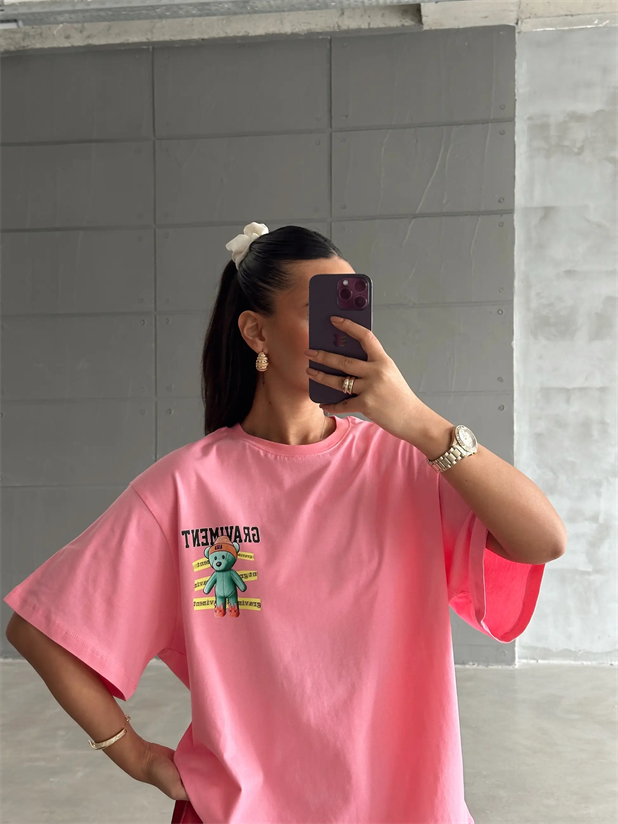 Graviment Baskılı Basic - Pembe