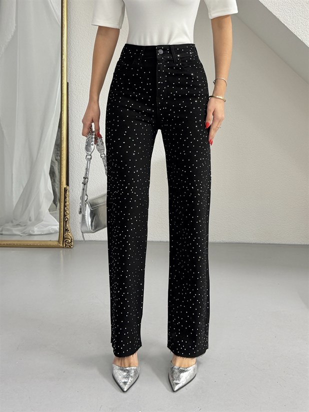 Taş Detaylı Jean - Siyah