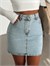 Mini Denim Etek - Buz Mavi