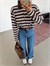 Polo Yaka Çizgili Sweatshirt - Kahve