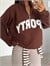 Sporty Yarım Fermuar Sweat - Kahve