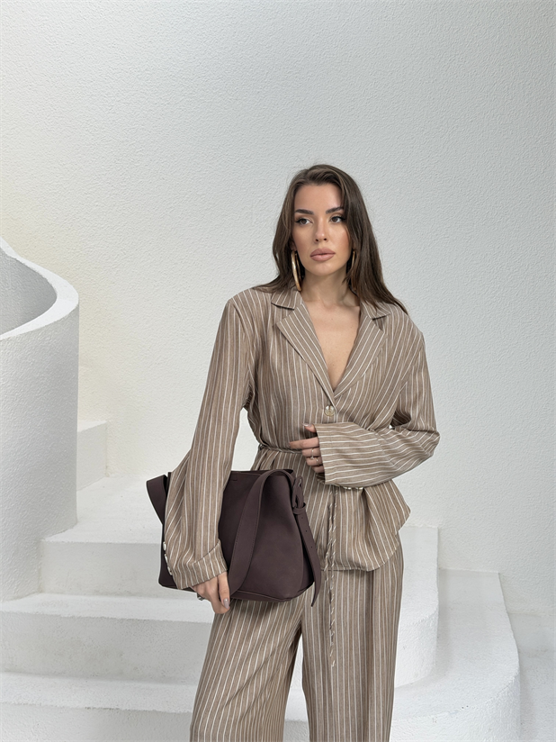 Süet Omuz Çantası - Kahve