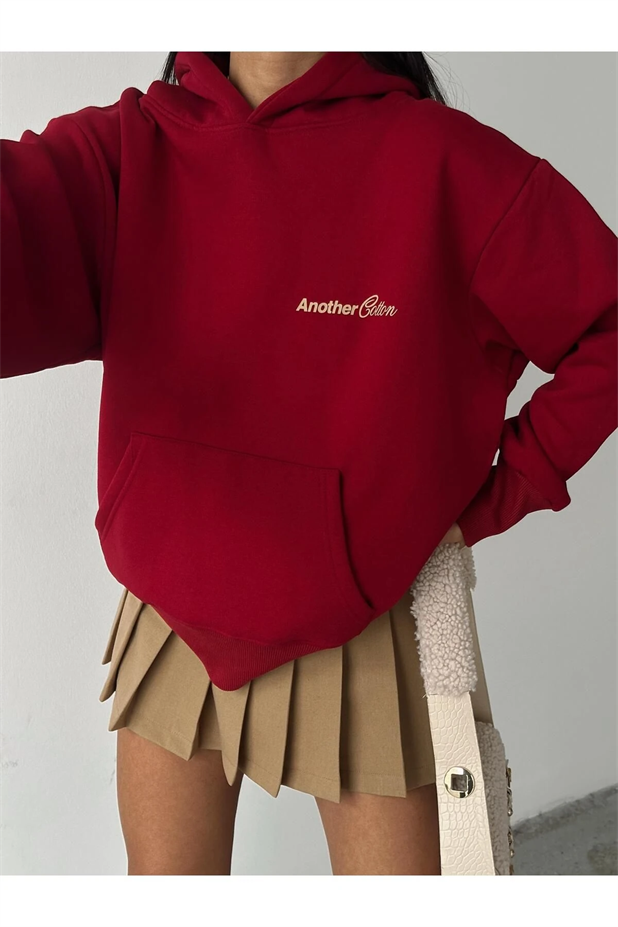 Another Kapüşonlu Sweatshirt Bordo - Bordo