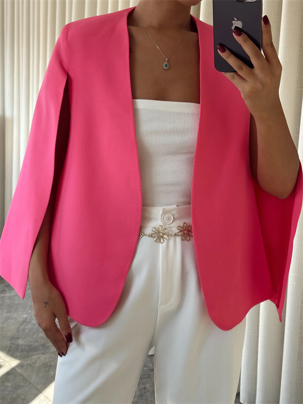 Pelerin Ceket Pembe - Pembe