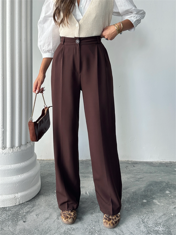 My Palazzo Kumaş Pantolon - Acı kahve