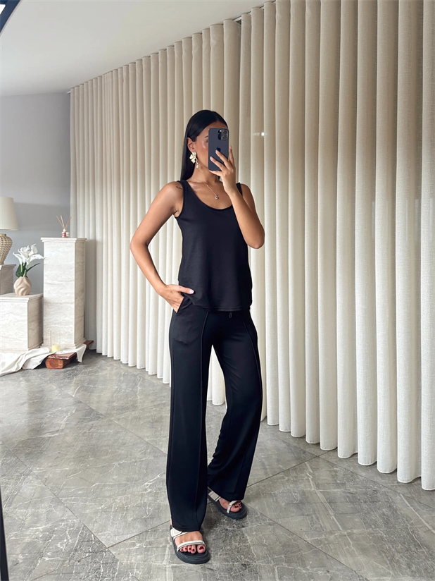 Çimalı Kolsuz Takım - Siyah