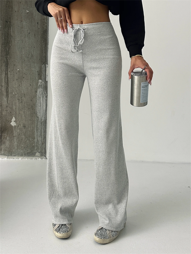 Fitilli Bağcıklı Eşofman - Gri