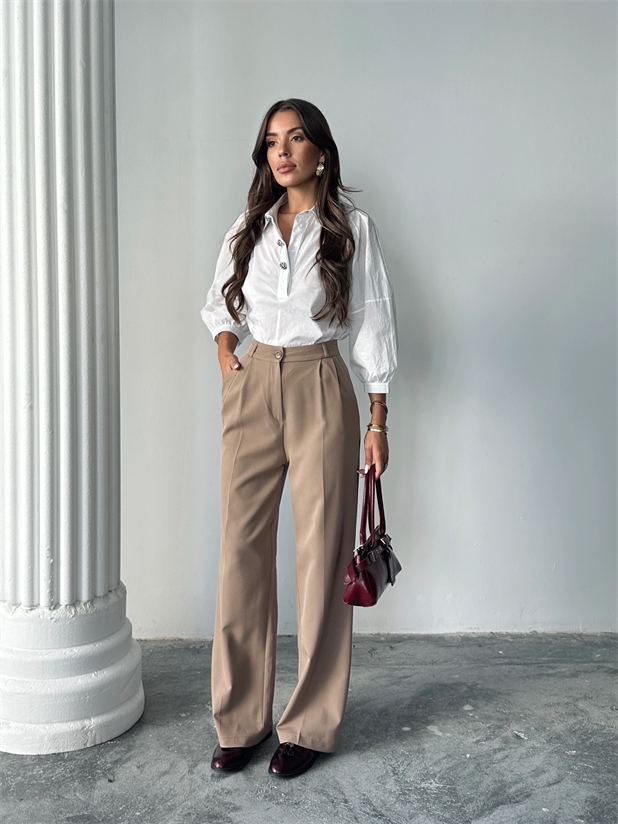 My Palazzo Kumaş Pantolon - Vizon