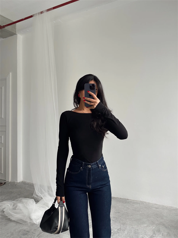 Mia Diamond Detay Bodysuit Siyah - Siyah