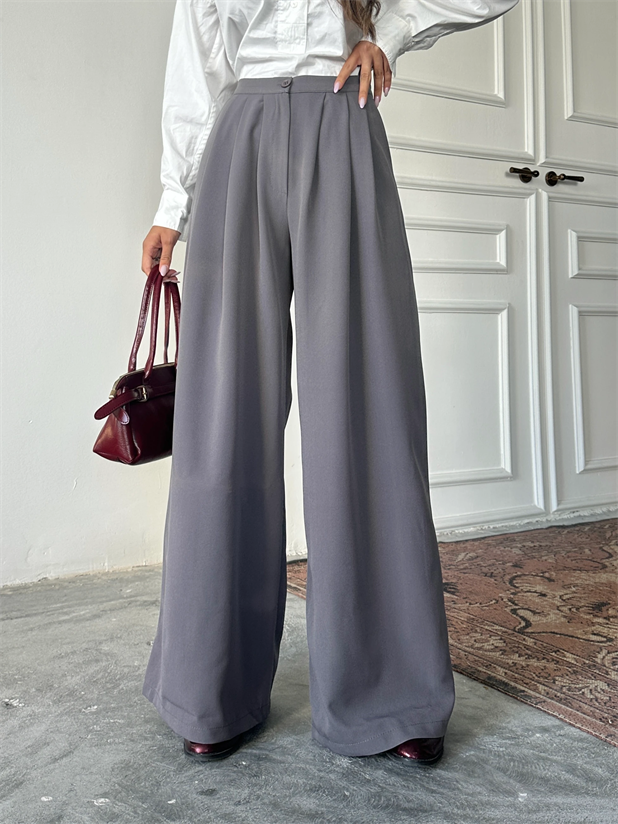 Nadia Pileli Pantolon Füme - Füme