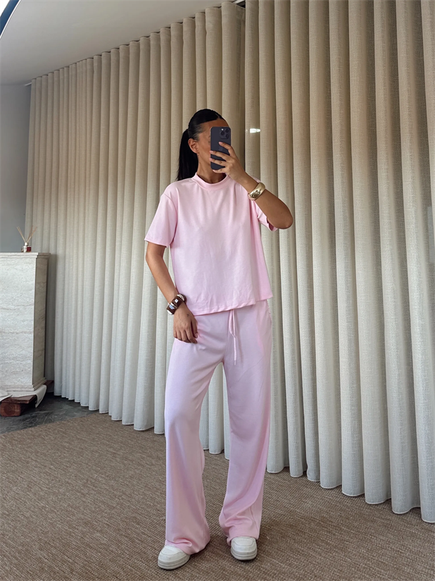 Modal Pantolon T-shirt Takım - Pembe