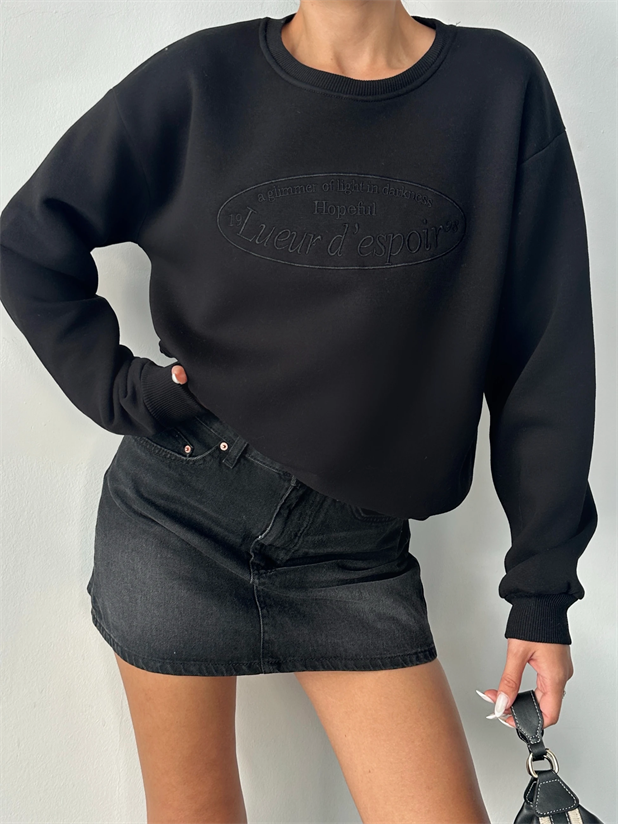 Hopeful Nakış Sweat - Siyah