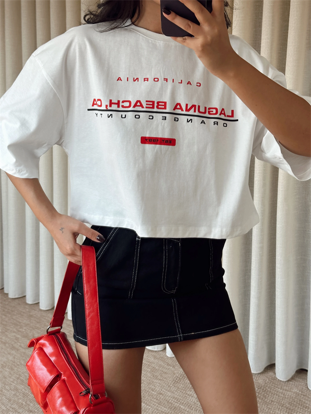 Laguna Beach Crop Basic - Beyaz