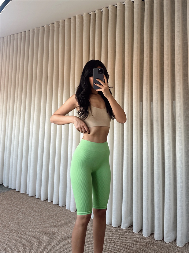 Fitilli Biker Tayt Pastel yeşil - Pastel Yeşil