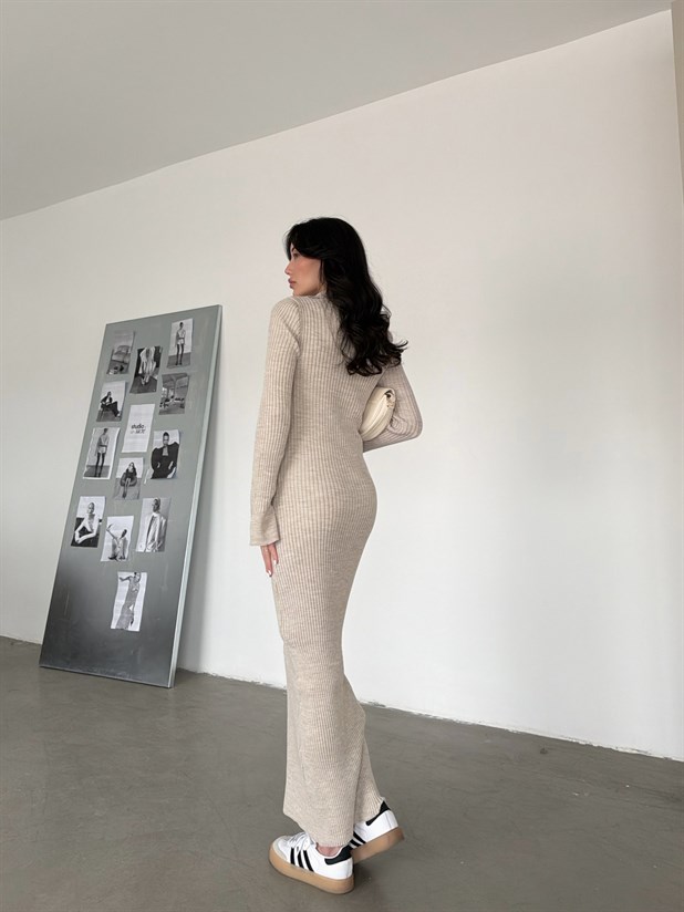 Maxi Triko Elbise  - Taş