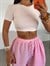 Çift Kat Crop Basic - Pudra Pembe